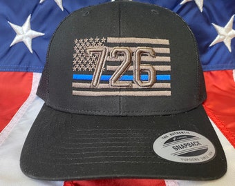 Free personalization, Men's Thin blue line police officer badge American flag hat, police cap, custom police officer embroidered hat