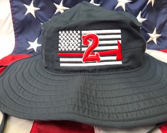 Any design, any colors! Boonie hat, thin red line axe flag with 3D number boonie, thin red line, boonie hat, summer, water rescue