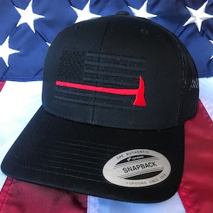 Free personalization Thin red line axe Fire fighter American flag hat, fire cap, custom fire fighter gift embroidered hat
