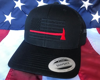 Free personalization Thin red line axe Fire fighter American flag hat, fire cap, custom fire fighter gift embroidered hat