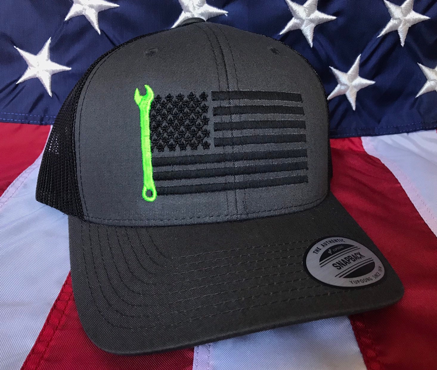 Any Colors Mechanic Flag Embroidered Hat Mechanic Baseball Etsy