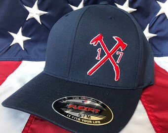 Free personalization, custom number 3D puff axe and halligan fire department hat, firefighter station hat, fire fighter hat red and white