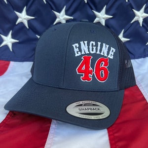 Free personalization side panel 3D numbers engine firefighter hat, firefighter truck hat, fire department hat