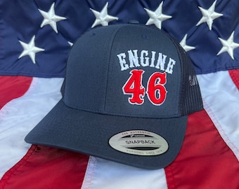 Free personalization side panel 3D numbers engine firefighter hat, firefighter truck hat, fire department hat