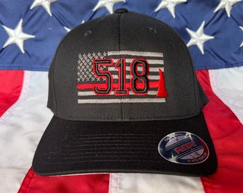 Free personalization charcoal grey Thin red line axe Fire fighter, black 3D station number block American flag hat, fire cap, custom fire
