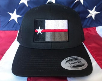 Free personalization Thin red line Fire fighter Texas state flag hat, fire cap, custom Texas fire fighter embroidered hat, Texas police