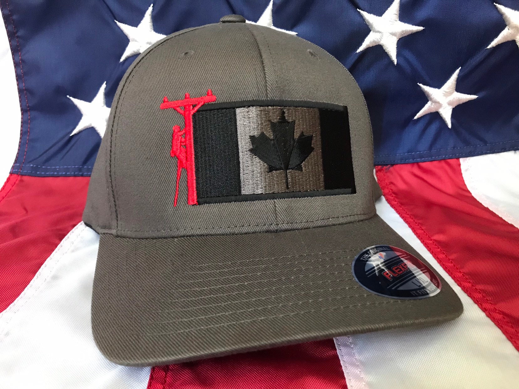 Any colors, Lineman Canadian flag embroidered hat, lineman baseball cap