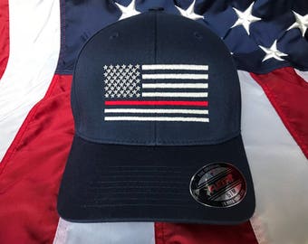 Free personalization Thin red line Fire fighter American flag hat, fire cap, custom fire fighter gift embroidered hat