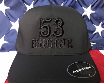 Free personalization blacked out 3D numbers firefighter Engine hat, firefighter engine hat, fire department hat