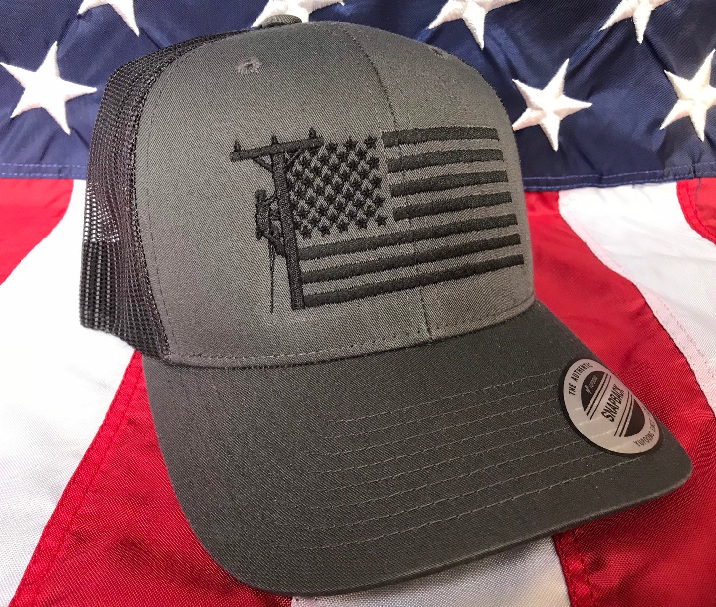 Any colors, all black Lineman flag embroidered hat, lineman baseball cap, lineman, custom
