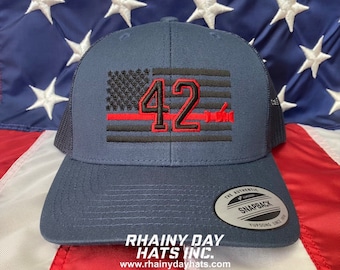 Free personalization, Thin red line fire hose hat Fire fighter station blacked out American flag hat, fire cap, custom fire fighter gift