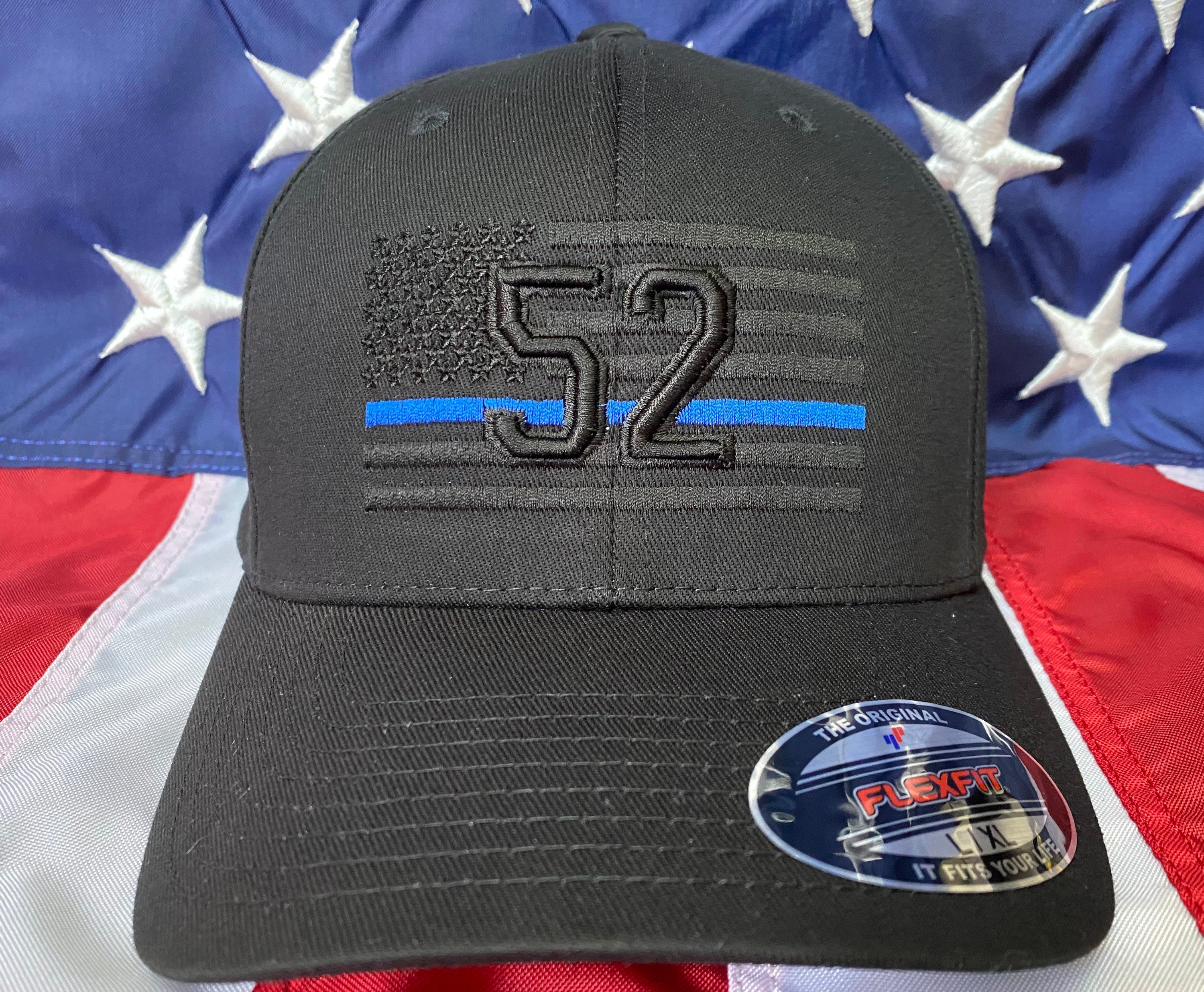 Police Officer Add Name To Back Embroidered Custom Thin Blue Line Baseball Cap Support The Blue Blue Thin Line Flexfit