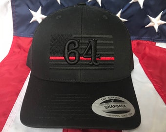 Free personalization, Thin red line hat station Fire fighter blacked out American flag hat with number, fire department hat, custom hat