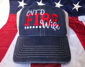 Ladies custom Fire Wife unsctructured baseball cap, fire wife ball cap, firefighter's wife embroidered hat