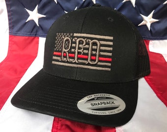 Free personalization Thin red line Fire fighter 3D initials hat, fire cap, custom fire fighter gift, station embroidered hat fire department