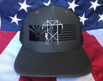Any colors Lineman Arizona flag, American flag embroidered hat, AZ transmission lineman flag hat, lineman baseball cap