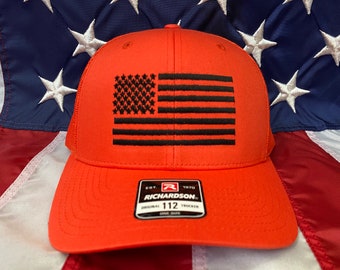 Any colors, Free personalization, black American flag Richardson 112 SnapBack  hat, hunting hat, flag baseball cap,