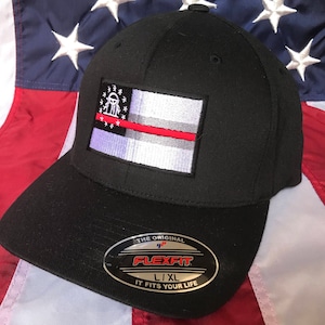 Thin red line Ga state flag fire fighter embroidered cap, firefighter hat, Georgia fire fighter