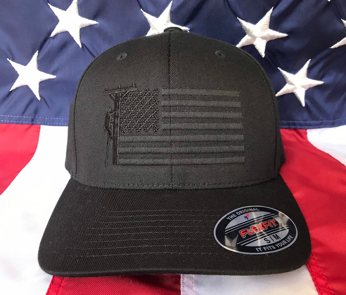 Blacked Out Lineman Flag Embroidered Hat Lineman Baseball Etsy