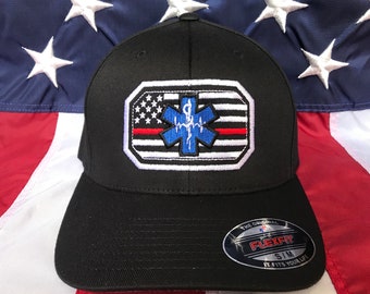 Free personalization Thin red line Fire fighter station American flag and star of life passport sheild hat, fire cap, custom fire department