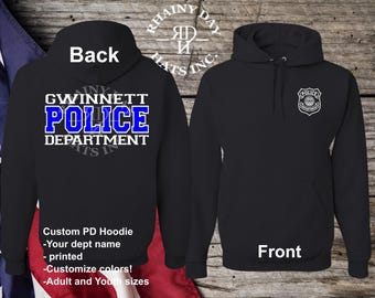 Free personalization, Custom Police Department printed hoodie, Youth Police dept hoodie, policeman sweatshirt, adult and Kids