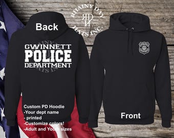 Free personalization, Custom Police Department printed hoodie white, Youth Police dept hoodie, policeman sweatshirt, adult and Kids