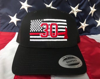 Free personalization Thin red line axe Fire fighter 3D station number block American flag hat, fire cap, custom fire fighter gift