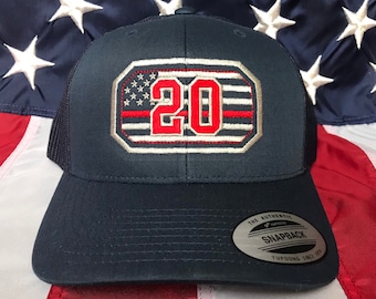 Free personalization Thin red line Fire fighter block station American flag passport sheild hat, fire cap, custom fire department station