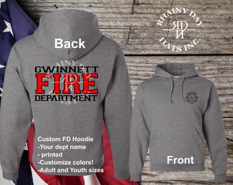 Free personalization, Custom Fire Department printed oxford hoodie, Youth Fire dept hoodie,  fire station sweatshirt, adult and Kids