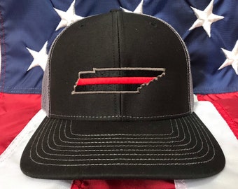 Thin red line state of TN fire fighter embroidered cap, firefighter hat, Tennessee fire fighter, thin blue line state of TN police