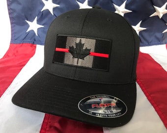 Free personalization Thin red line Fire fighter Canadian Flag hat, Canadian Firefighter, Canada thin red line flag cap