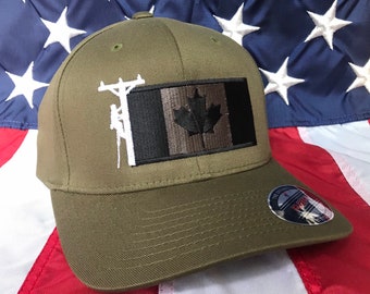 Any colors, Lineman Canadian flag embroidered olive green hat, lineman baseball cap, lineman, custom baseball cap,  lineman hat