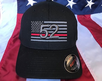 Free personalization, Dark gray Thin red line hat station Fire fighter American flag hat, fire cap, custom firefighter department hat