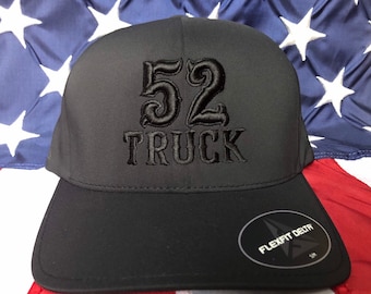 Free personalization blacked out 3D numbers firefighter Truck hat, firefighter truck hat, fire department hat