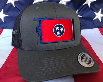 Any colors, Tennessee Lineman flag embroidered hat, TN lineman baseball cap, lineman, custom baseball cap