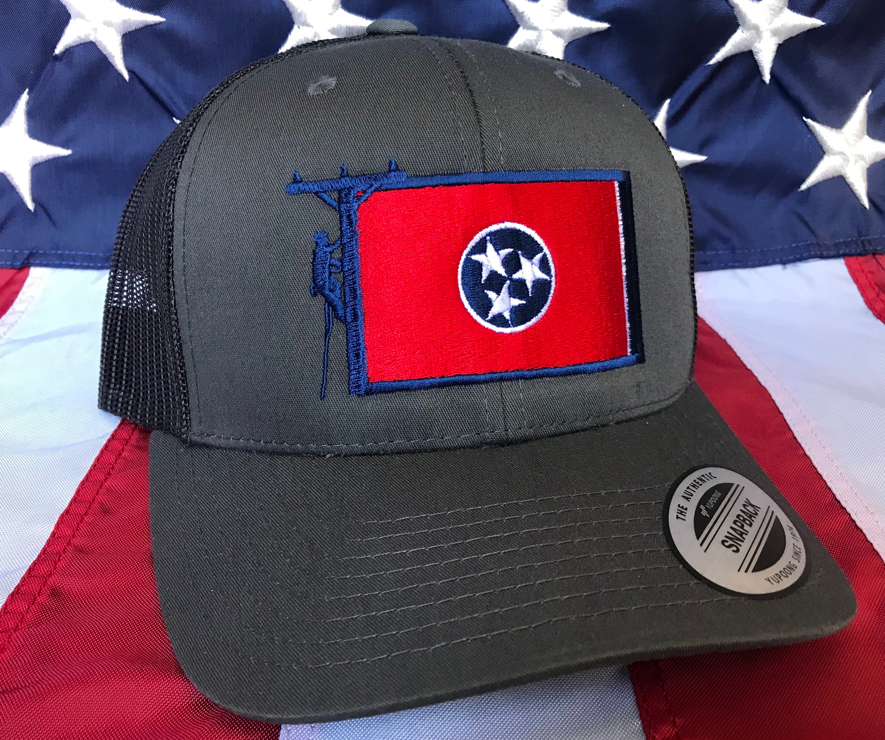Any colors, Tennessee Lineman flag embroidered hat, TN lineman baseball