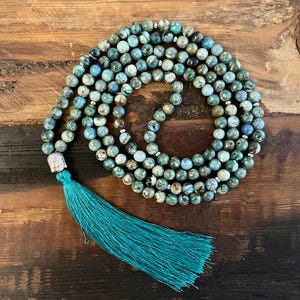 Mala Halsband - Variscite & Buddha, Rostfritt Stål