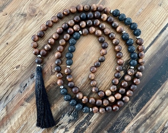 Mala necklace - wood & lava