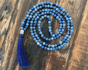 Mala Necklace - Aventurine & Buddha, Stainless Steel