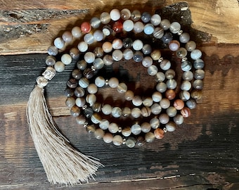 Mala Kette - Achat & Buddha, Edelstahl