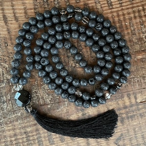 Mala Necklace - Lava & Tassel