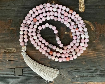 Mala Necklace - Plum Blossom Jasper & Buddha