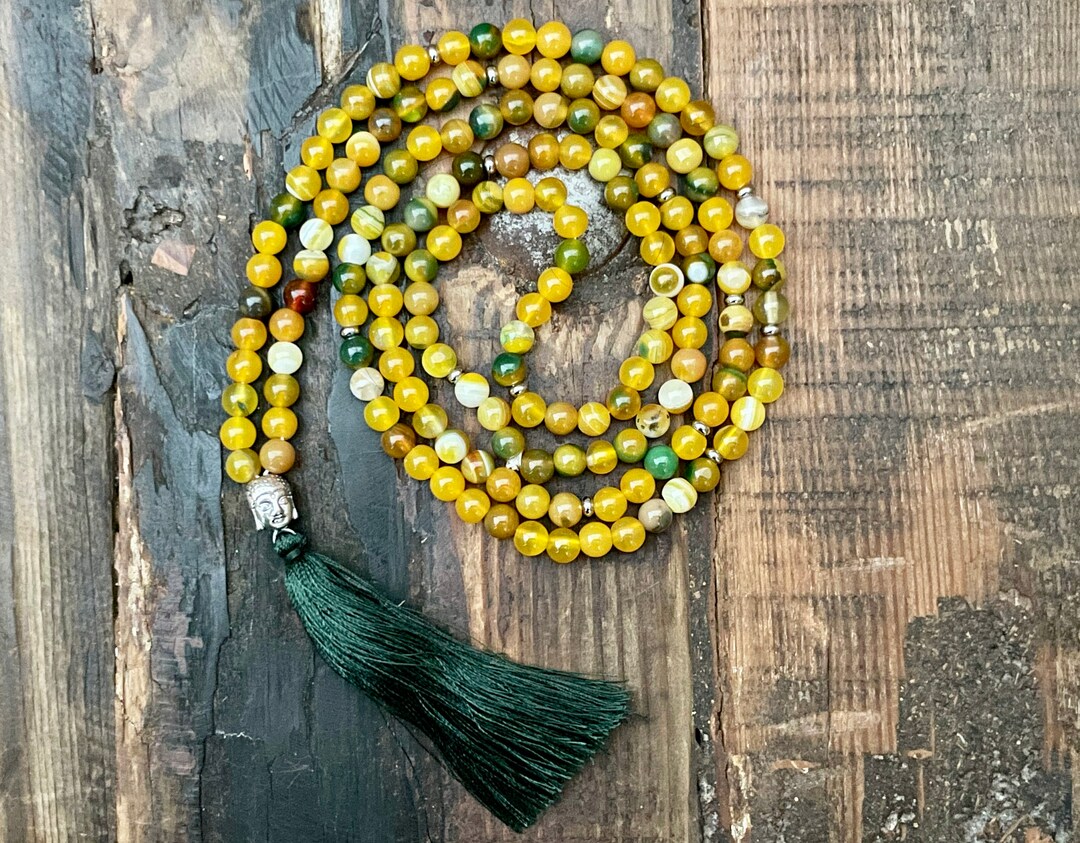 Mala Necklace Agate & Buddha Stainless Steel Etsy