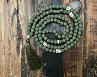 Mala Necklace - Lava & Buddha, Coconut