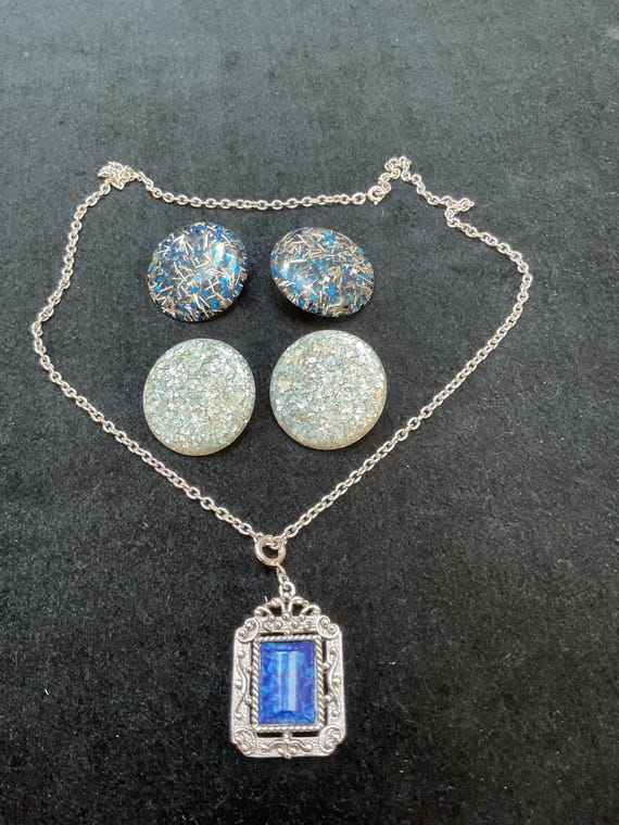 Confetti clip earrings and pendant