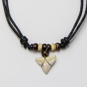 Bull Shark tooth necklace Sharks teeth bone beaded boys shark tooth necklace jewellery white shark tooth