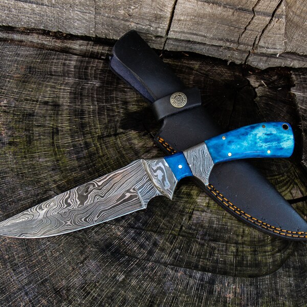 Damascus Knife, Handmade knife, Custom Damascus Steel Knife, Handmade knife, Hunting Forged Damascus Steel Fixed Blade 11" Full Tang bone