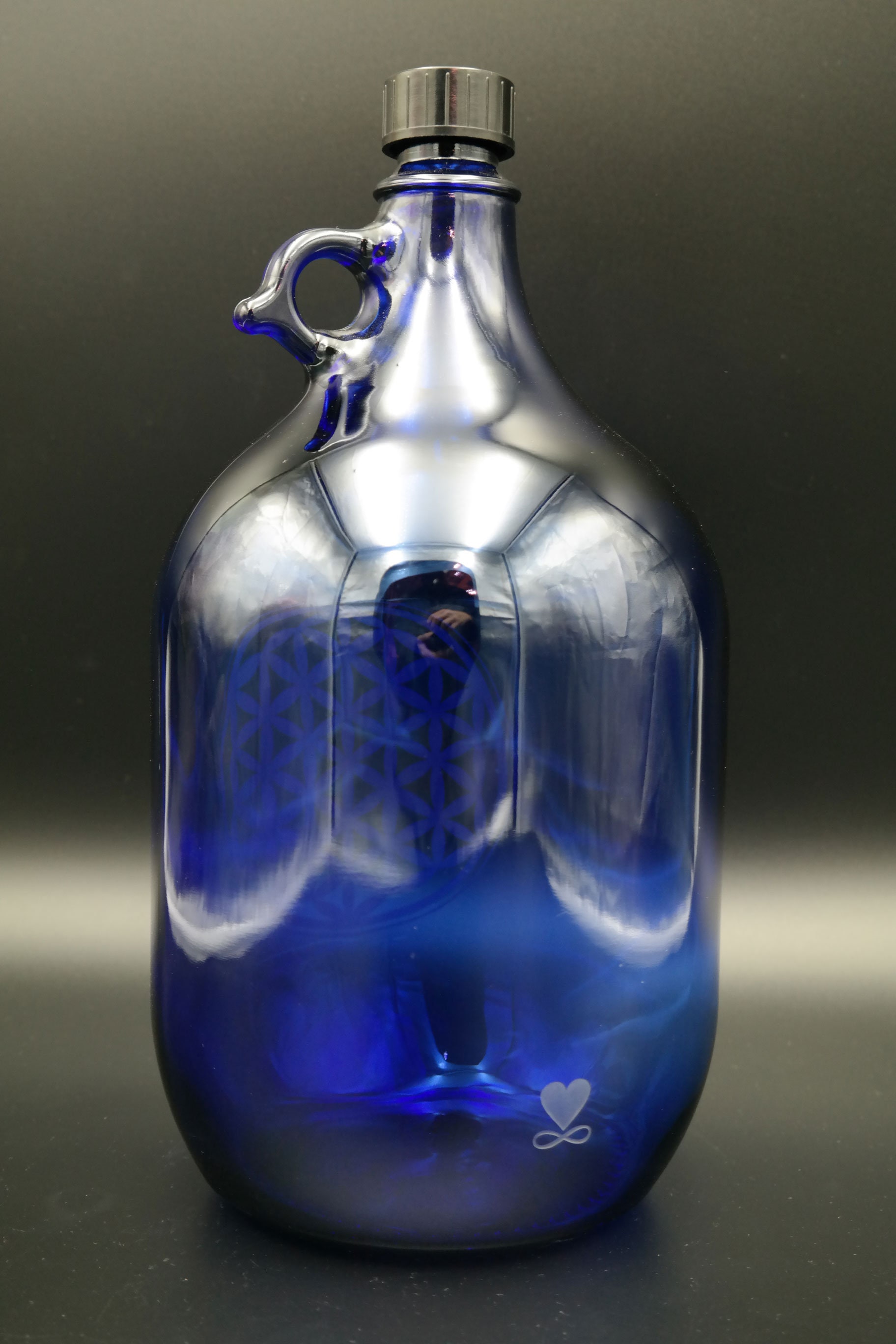5L or 2L Handle Bottle Blue Glass, Flower of Life, Water Jug, Carafe,  Energy - Etsy