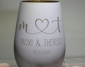personalisierbares Windlicht Hochzeit Kerzenlicht Glas Gravur Geschenk