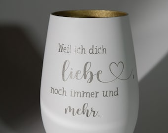 Because I love you - personalized drinking glass - tealight holder - candle holder - glass engraving gift
